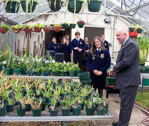 Ag Secretary Visits High School Greenhouse