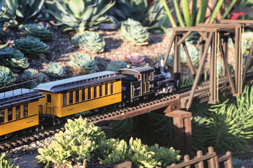 Local children know that this train garden is always operating when the store is open.