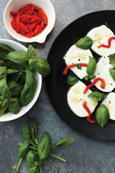 Caprese salad made with Gotham Greens products for special visitors