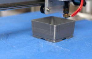 The beginning layers of a square pot prototype.