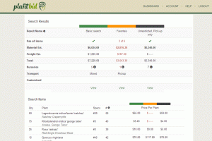 Example Of Plantbid Search Results Page