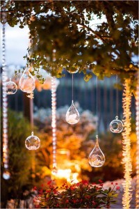 Hanging mini garden terrariums as ornaments