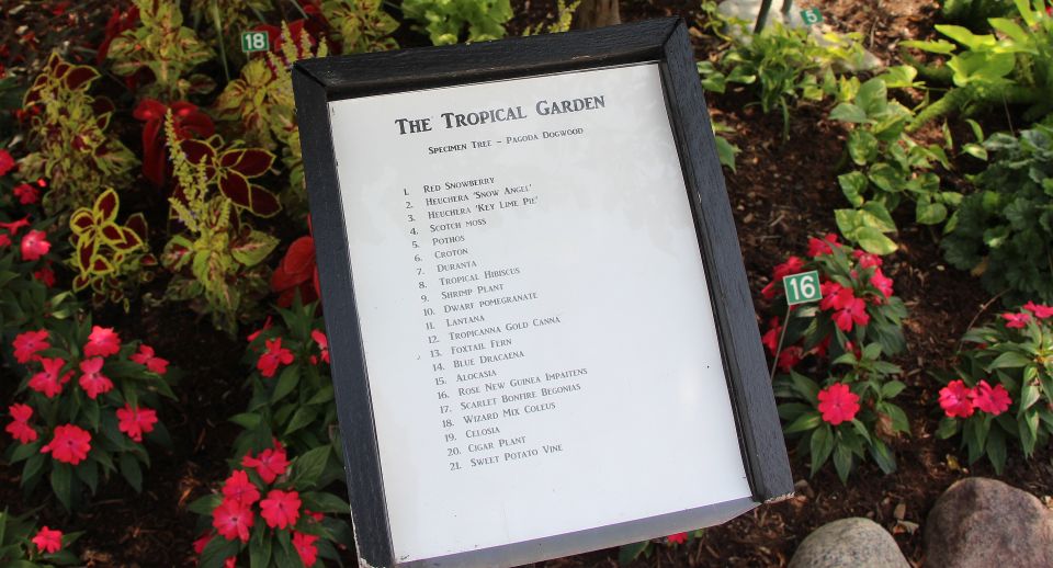 9. The Tropical Garden, Plant List