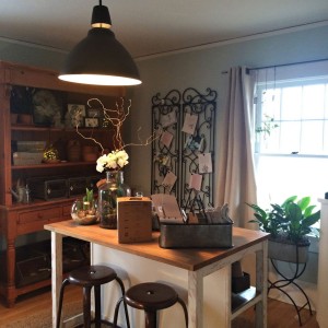 The garden-themed craft room includes many store products.