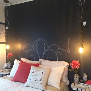 A hand-drawn chalk headboard.
