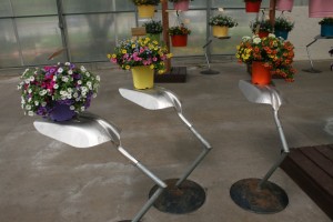 Shovels as plant holders at Syngenta