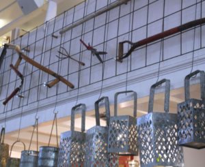 Hanging grid on upper wall at Garden Fever