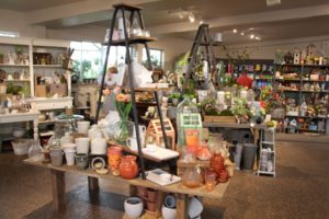 Ladders on benches provide several display opportunities at Al's Garden Center