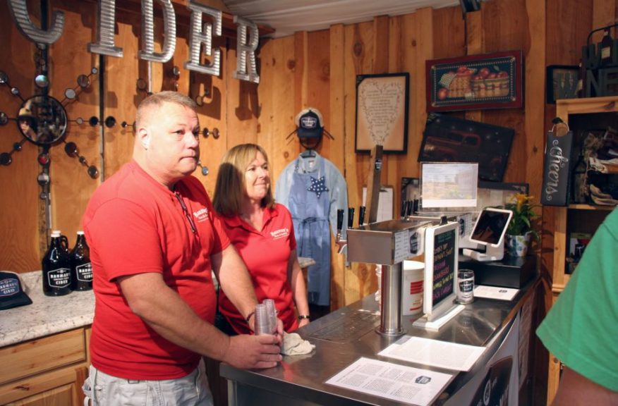 Serving from the hard cider bar