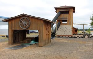 Slide building and climbing wall
