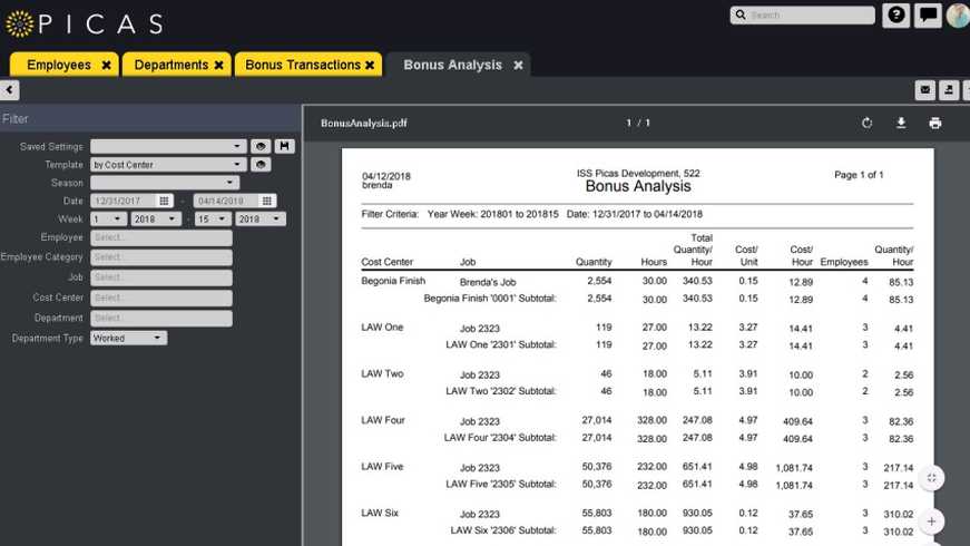 Picas Labor Tracking (Integrated Software Solutions)
