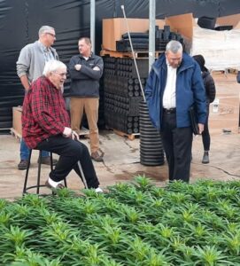 Andy Mast and Joe Simone inspect the Easter Lily crop in 2023