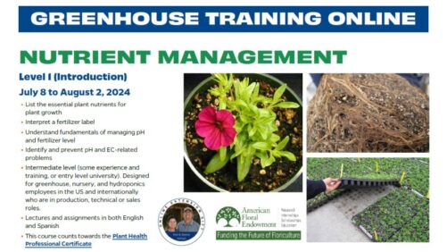 ‘Nutrient Management 1’ Continues 2024 Greenhouse Training Online Series