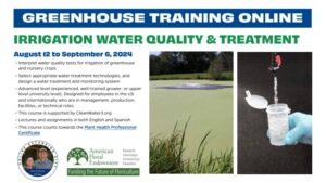 ‘Irrigation Water Quality and Treatment’ Continues 2024 Greenhouse Training Online Series